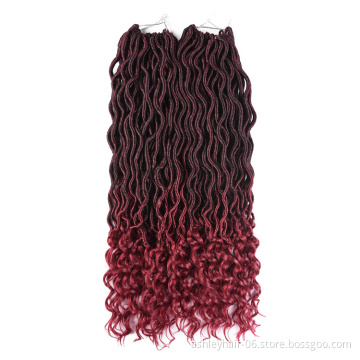 18 Inch 24 Strands Faux Locs Laux Crochet Hair Curly Ends Soft Synthetic Braid Hair